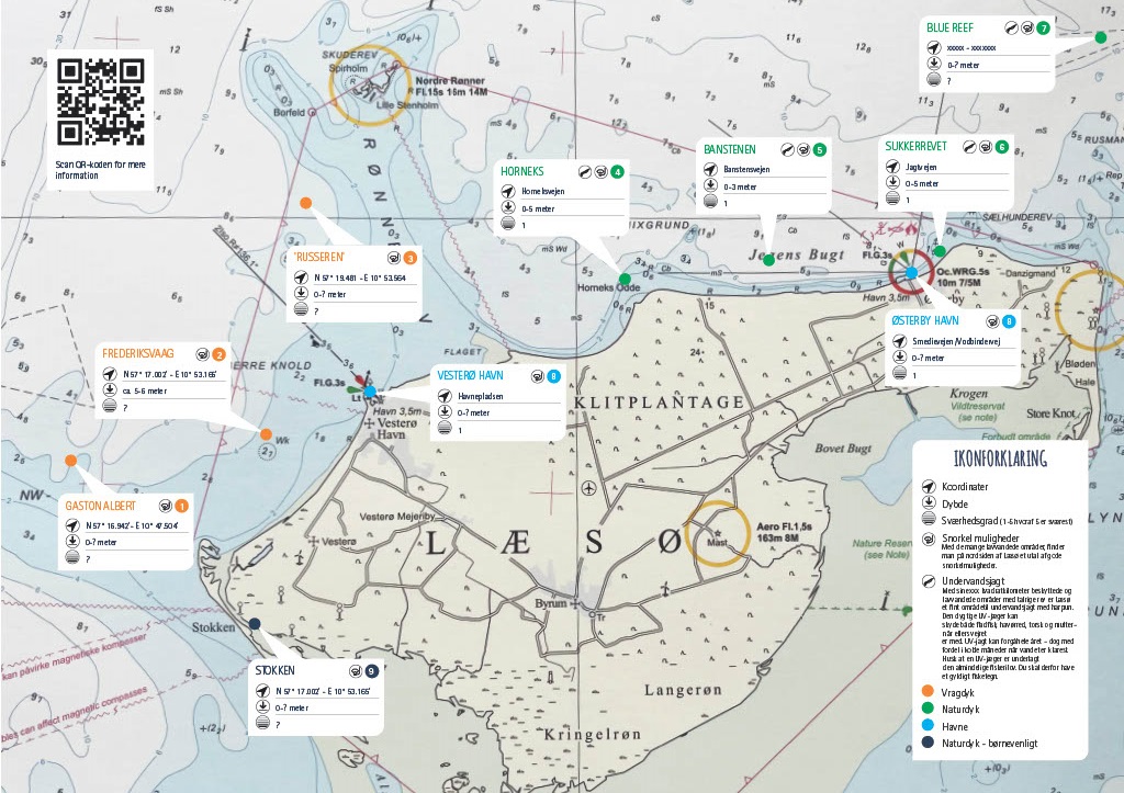Dykkerkort Læsø med positioner